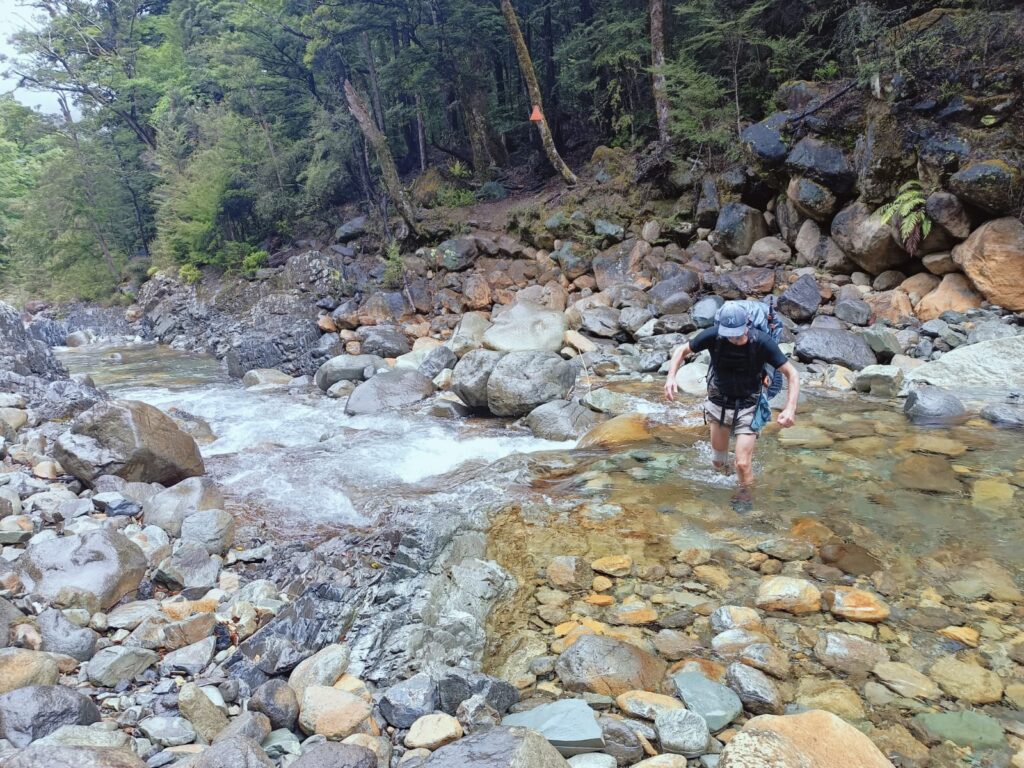 a person crossing a river