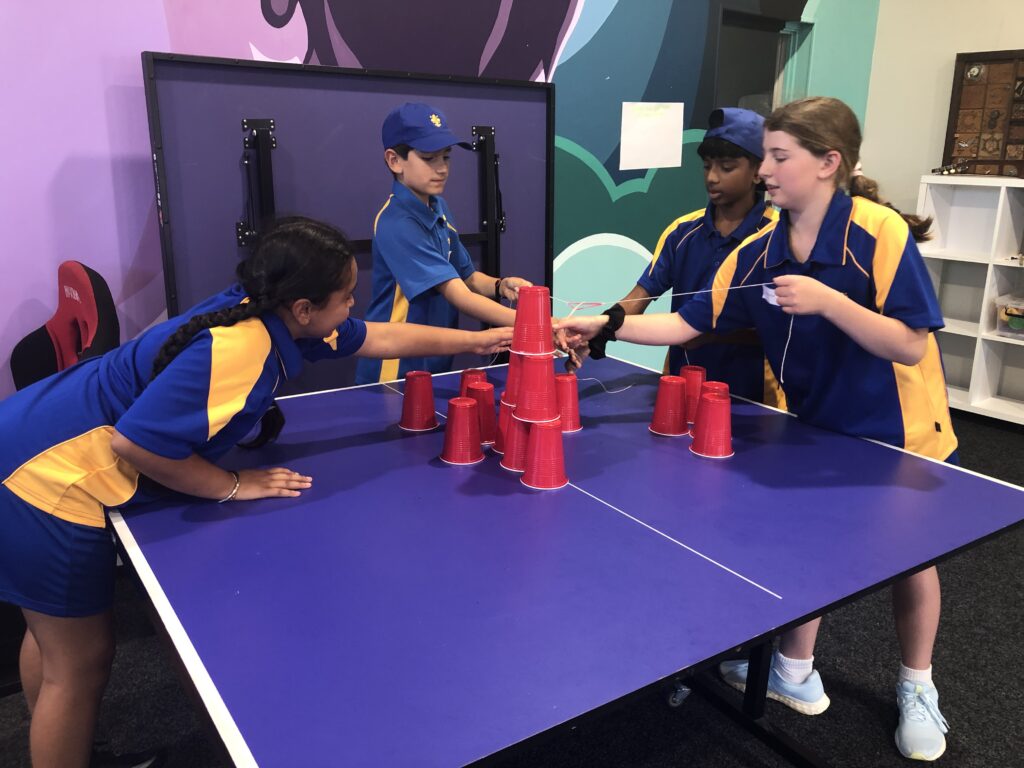 a group of kids playing a game