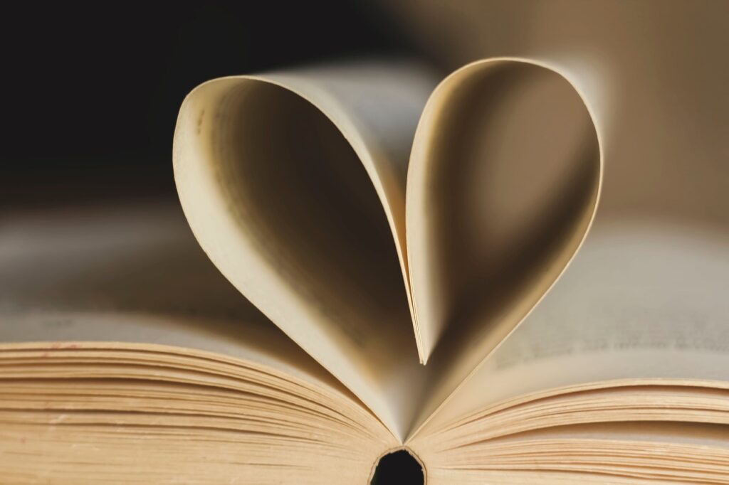 a book with a heart shape
