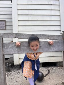 Child in old-time stocks