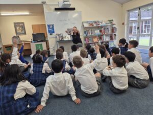 Students listening to a presentation