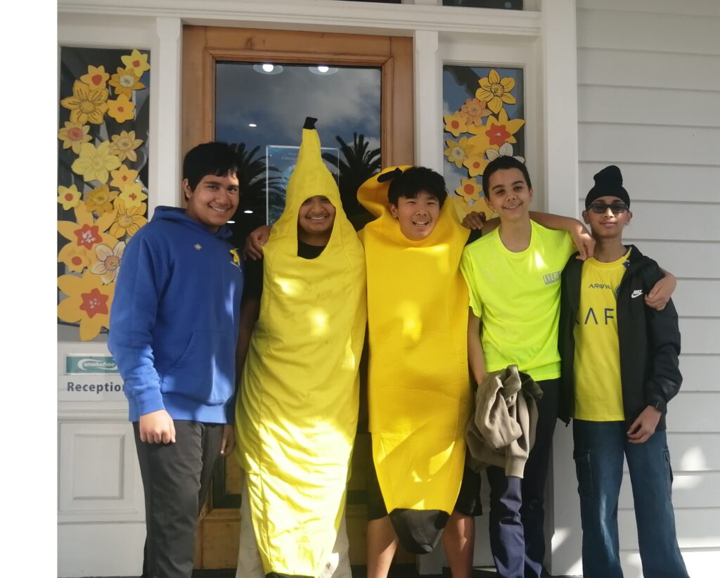 Boys dressed in yellow