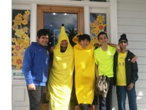 Boys dressed in yellow