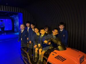 Children testing arctic explorer equipment