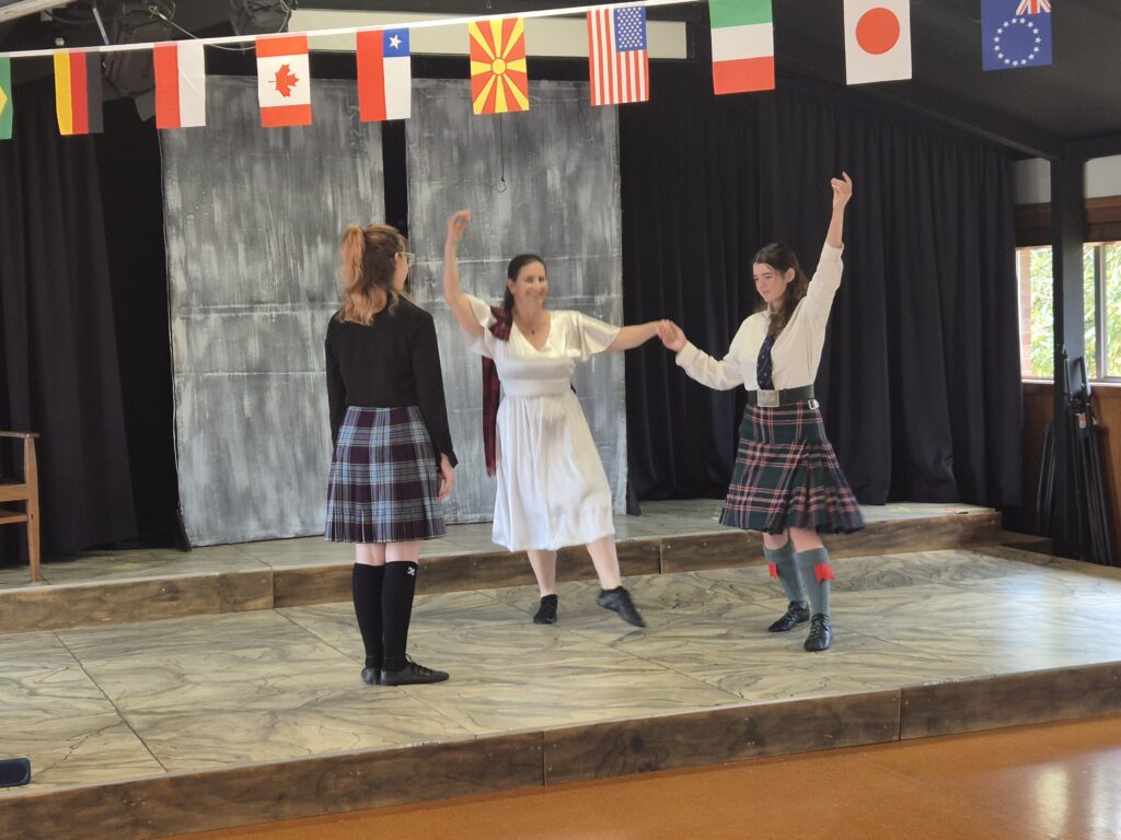 A trio of Scottish dancers