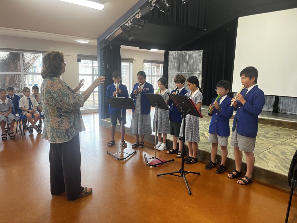 Children playing the recorder