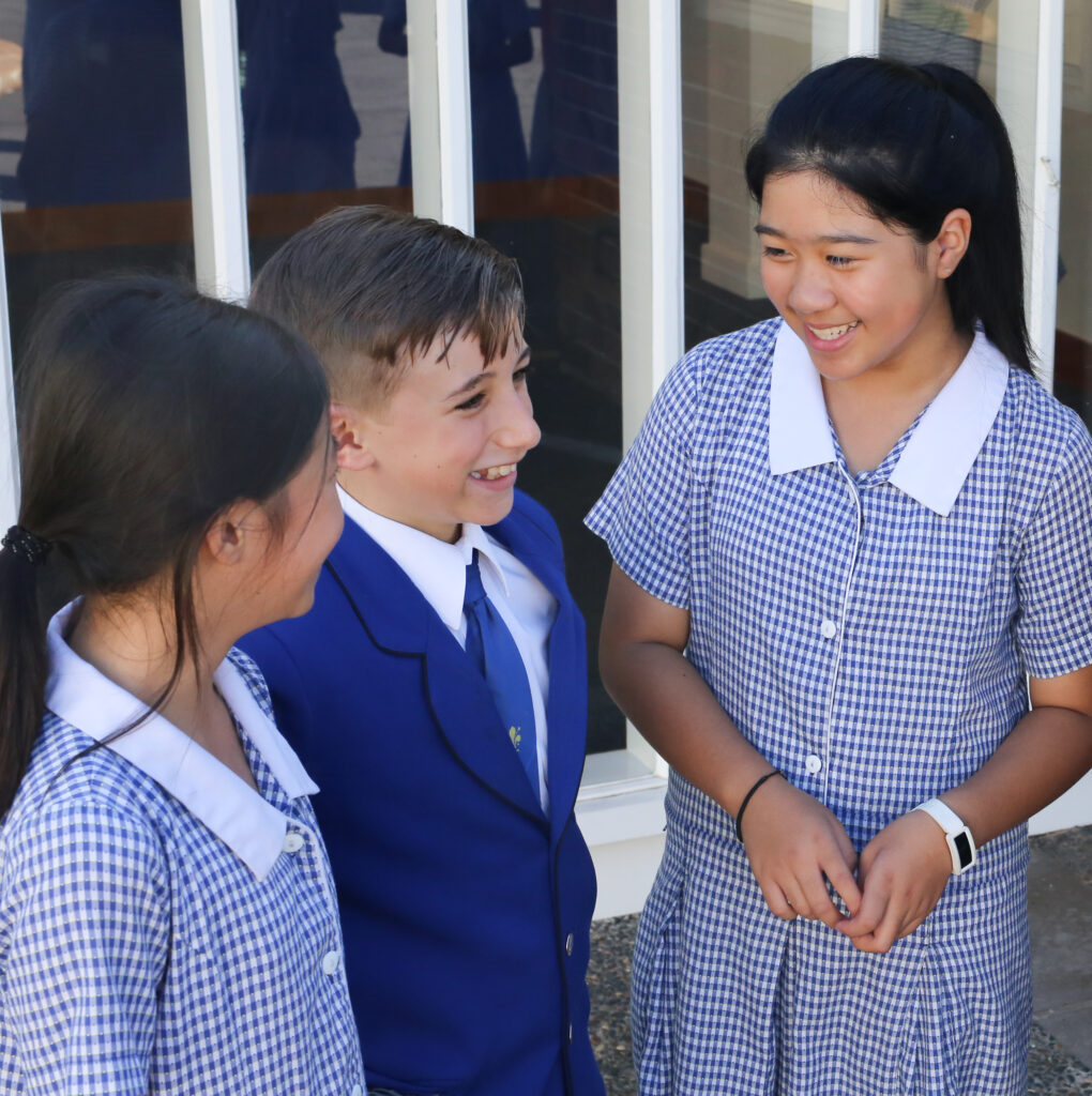 School children talking to each other