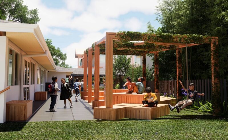 An architect's render of a garden